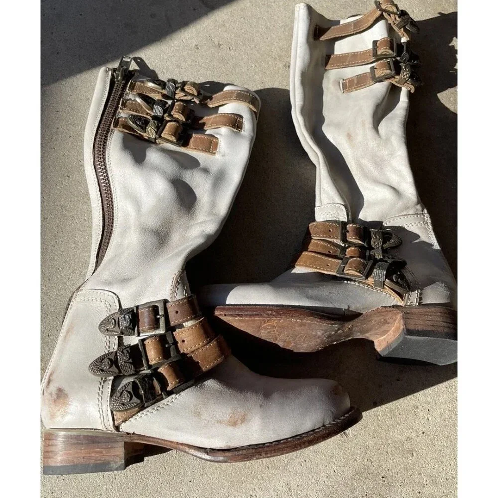Freebird Raylene Silver Grey Sz 6 - Women’s Leather Knee High Boots